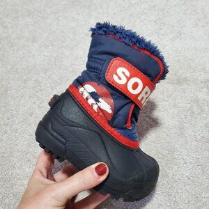 SOREL Snow Commander Fleece Lined Waterproof Winter Boots Blue Toddler Boys 6